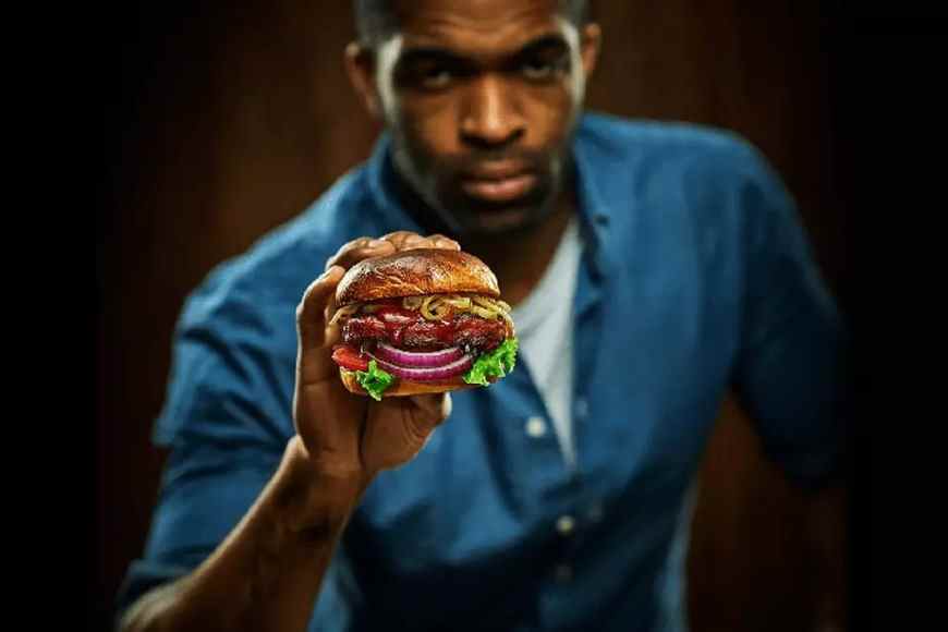 Wenn Sie fragen, was in diesem Burger steckt: Soja, Pilze, Weizenprotein, pflanzliche Strukturen und eine „geheimnisvolle Gewürzmischung“ …